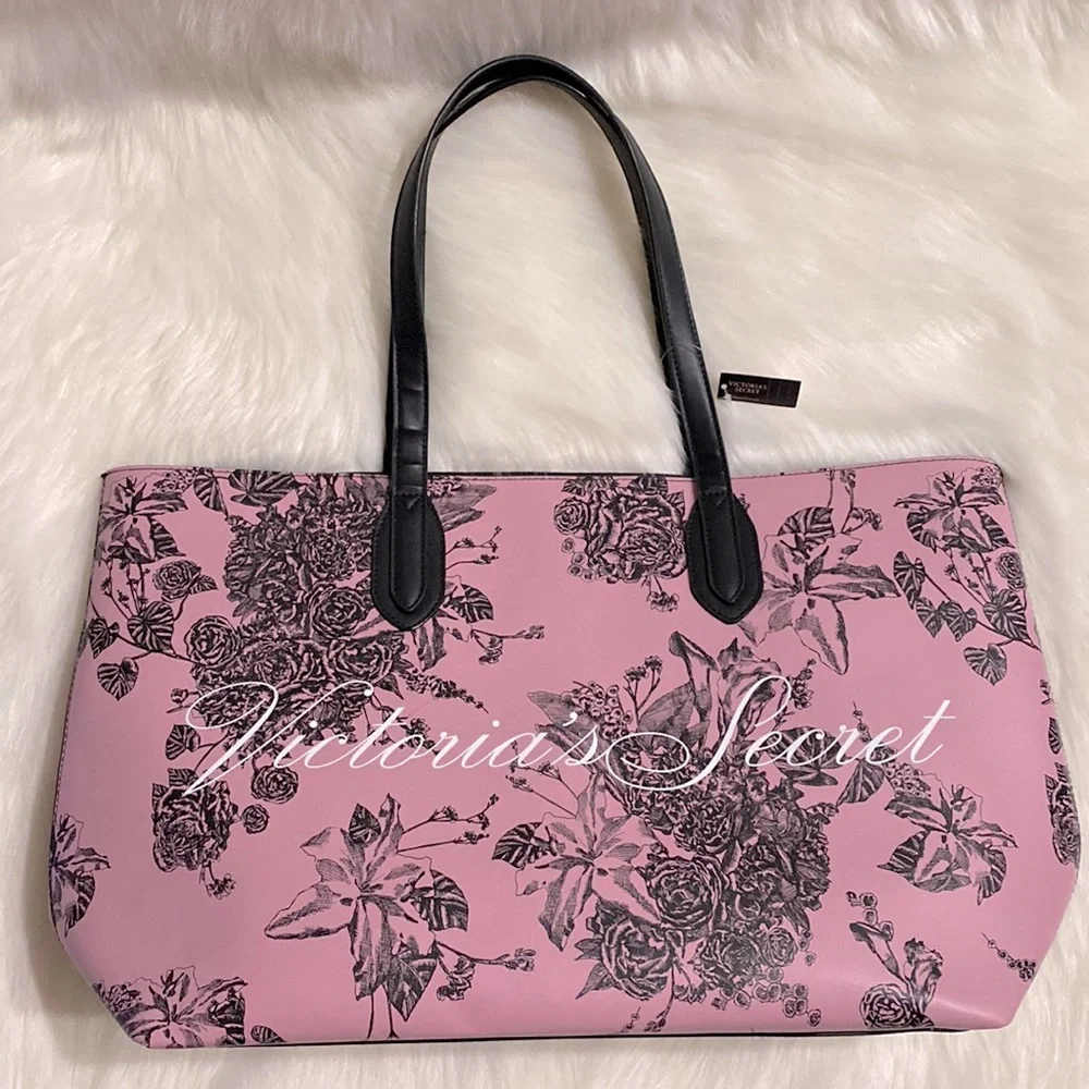 Victoria’s Secret Pink and Black Rose Tote NWT Excellent Condition